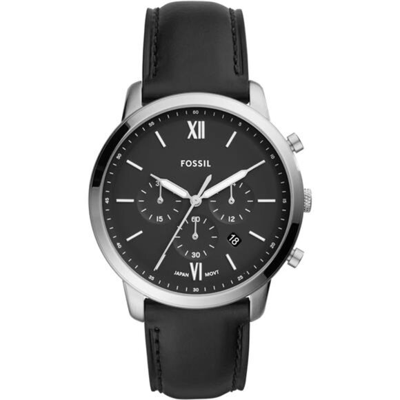 Men's Chronograph Watch with Stainless Steel Bracelet or Genuine Leather Band